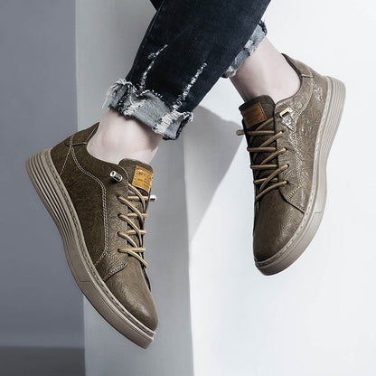 PrestigeWalk™ - Men’s Lace Up Oxford Genuine Leather Sneakers