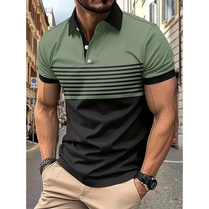 Hawke & Griffin™ - Men’s Casual Stripe Short Sleeve Polo Shirt