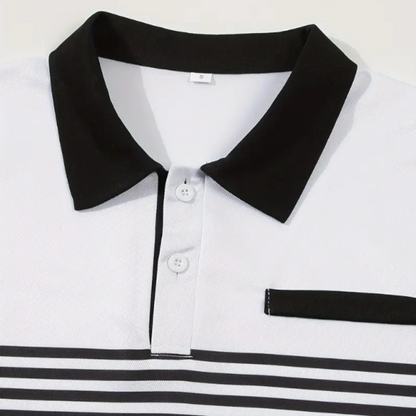 Hawke & Griffin™ - Men’s Casual Stripe Short Sleeve Polo Shirt