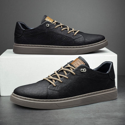 PrestigeWalk™ - Men’s Lace Up Oxford Genuine Leather Sneakers
