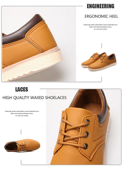 PrestigeWalk™ - Men’s Lace Up Oxford Genuine Leather Sneakers