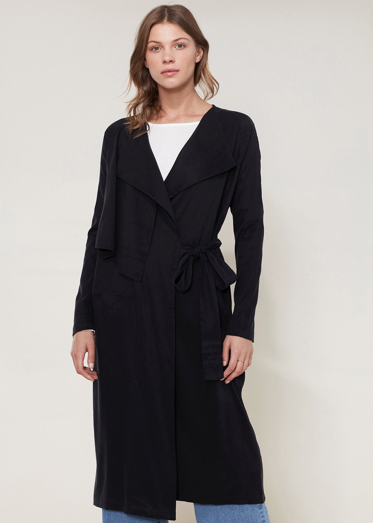 Carlyn Coats™ - Women's Wrap Black Trench Coat