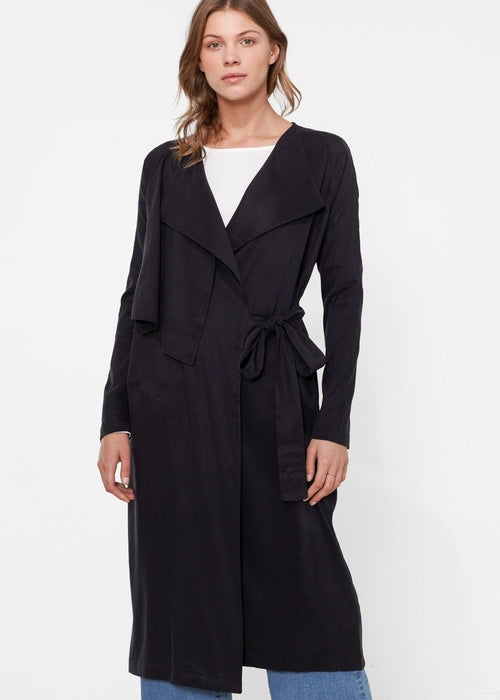 Carlyn Coats™ - Women's Wrap Black Trench Coat
