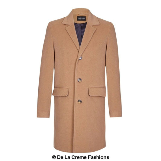 De La Creme™ - Men’s Wool Mix Single Breasted Overcoat