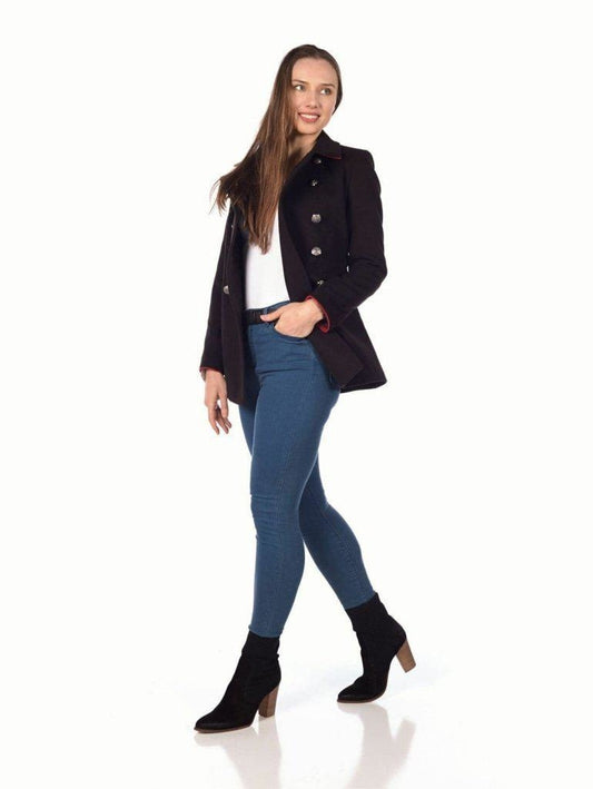 De La Creme™ - Women's Military Style Black Pea Coat
