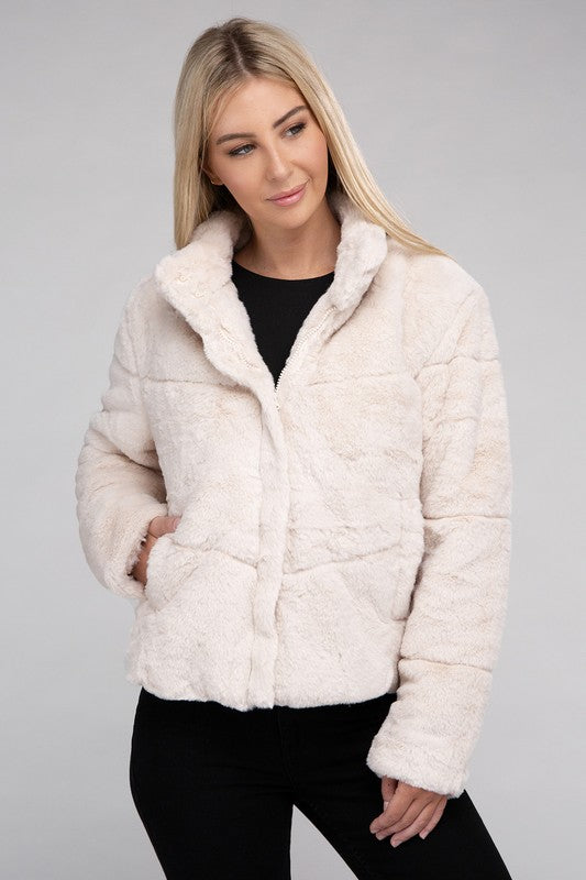 Winter Reverie™ - Women's Fluffy Zip-Up Sweater Jacket