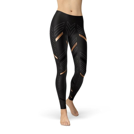 VitalFlow™ - Women's Sports Stripes Black Leggings