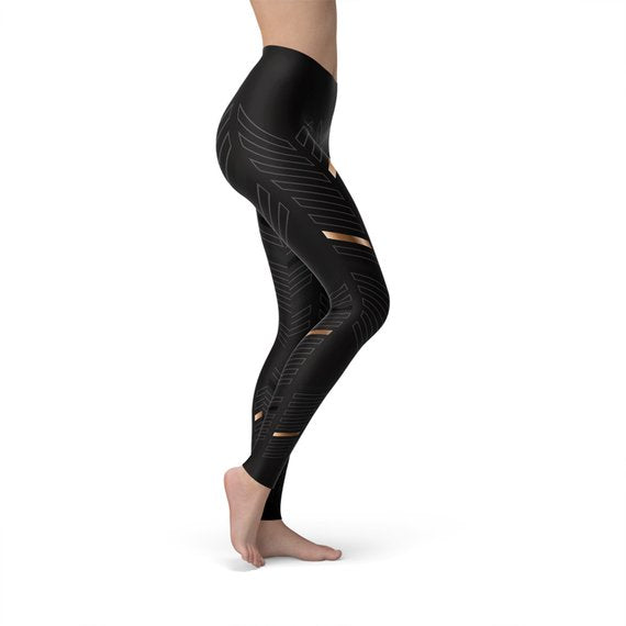 VitalFlow™ - Women's Sports Stripes Black Leggings