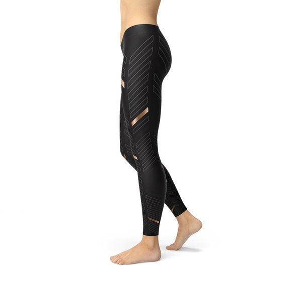 VitalFlow™ - Women's Sports Stripes Black Leggings