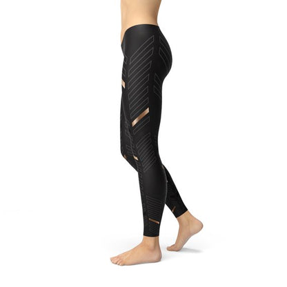 VitalFlow™ - Women's Sports Stripes Black Leggings